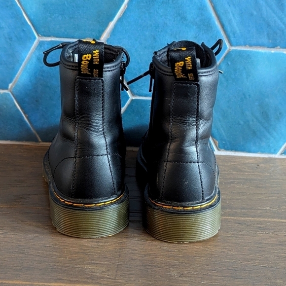 Dr. Martens 1460 J Leather Lace Up Zip Boots Bouncing Soles Size 4 - Picture 8 of 11